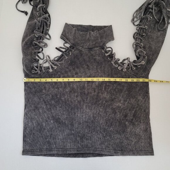 Missguided Women's Gray Washed Extreme Lace Up Turtleneck Sweatshirt Size US 4 - Picture 14 of 16